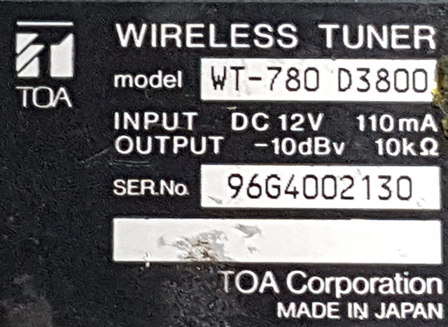 토아 무선마이크 TOA WT-780